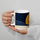 11oz Ceramic Mug - Sunrise with Japanese Crane Against Blue Backdrop (Shipping Included)