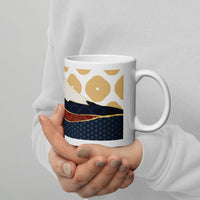 11oz Ceramic Mug - Mount Fuji with Japanese Crane, Traditional Japanese Patterns (Shipping Included)